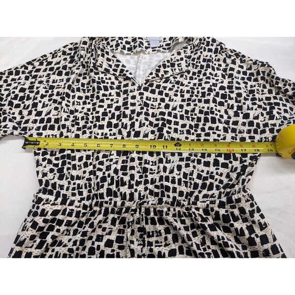 Chico’s Split-Neck Tie Waist Dress Cream Black Geometric Size 1 / Small $89 - Picture 8 of 9